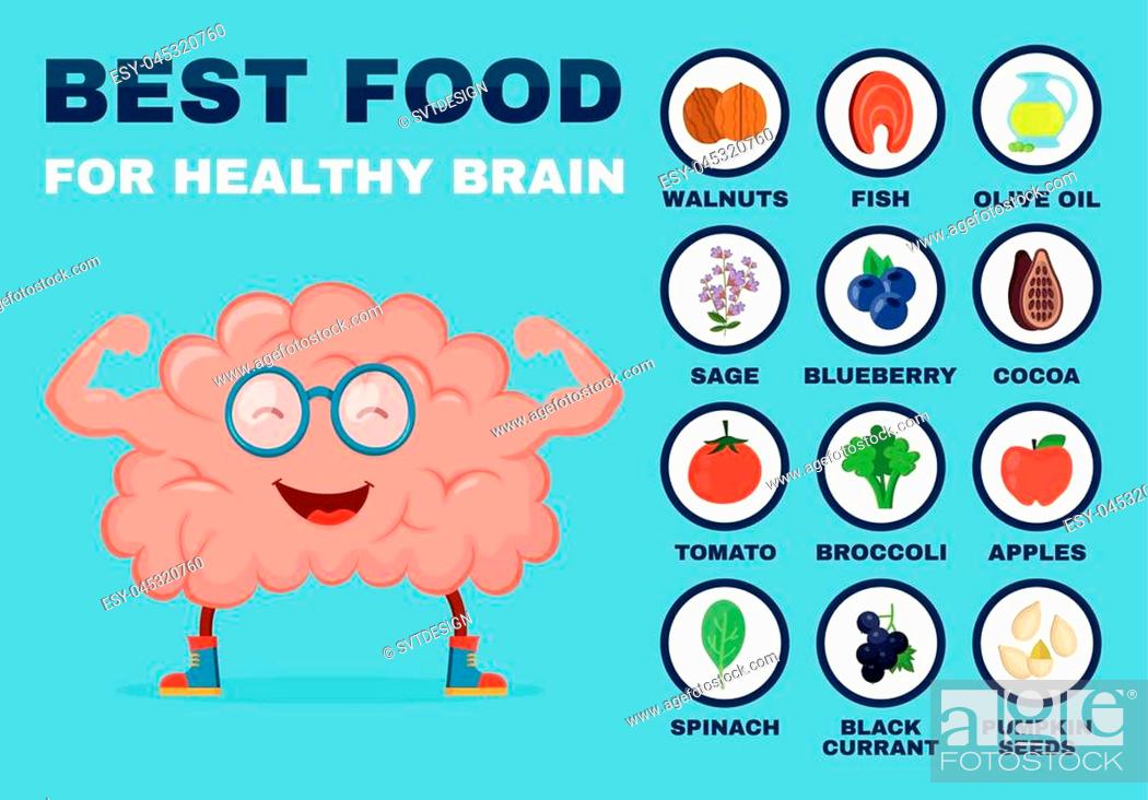 Best food for strong brain. Strong healthy brain character, Stock Vector,  Vector And Low Budget Royalty Free Image. Pic. ESY-045320760 | agefotostock