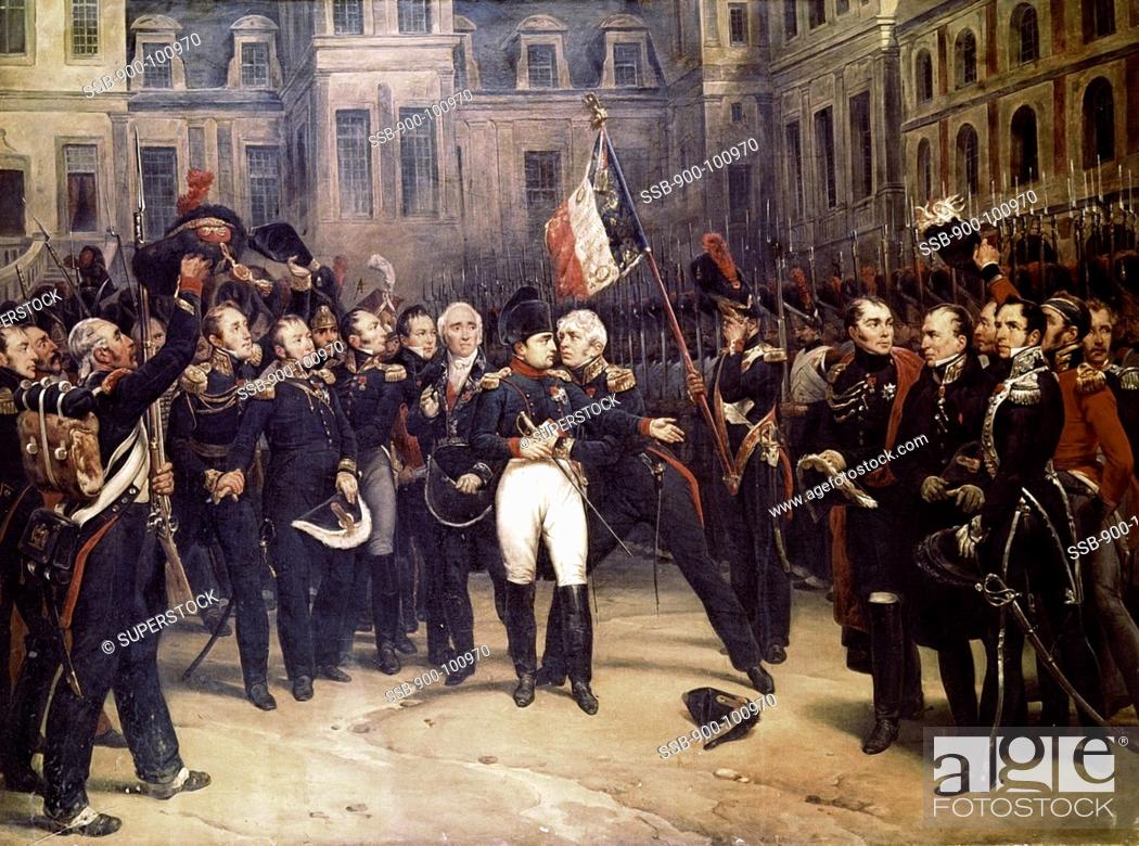 Stock Photo: Napoleon's Farewell at Fountainbleau Emile Jean Horace Vernet 1789-1863 French.
