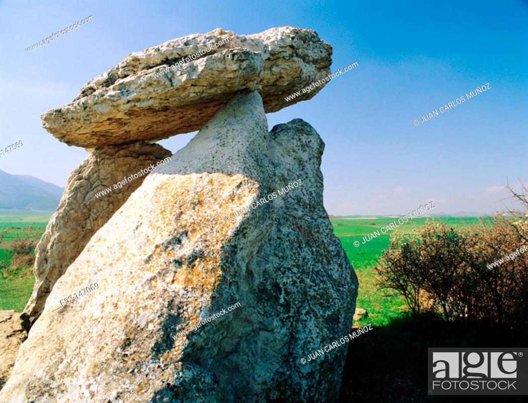 Stock Photo: Dolmen of Sorginetxe in Entzia Mountain Range. Alava province. Basque Country, Spain.