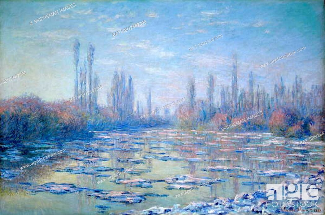 Stock Photo: Les Glacons, 1880 (oil on canvas), Monet, Claude (1840-1926) / Shelburne Museum, Vermont, USA / © Shelburne Museum / Gift of the Electra Havemeyer Webb Fund.