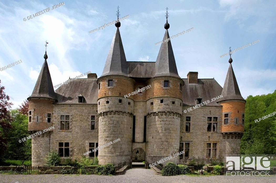 Stock Photo: The medieval castle of Spontin near Yvoir, Belgium.