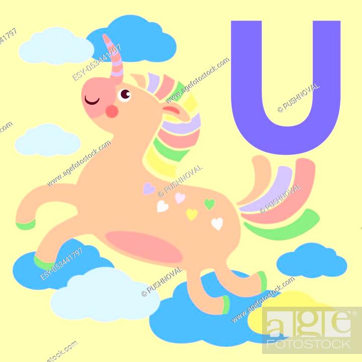 Cute animal alphabet for ABC book. Cute cartoon Unikorn for U letter, Stock  Photo, Picture And Low Budget Royalty Free Image. Pic. ESY-053441797 |  agefotostock