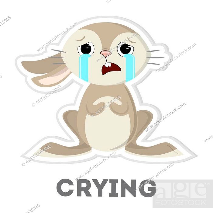 Isolated crying rabbit on white background. Funny cartoon character, Stock  Vector, Vector And Low Budget Royalty Free Image. Pic. ESY-042118965 |  agefotostock