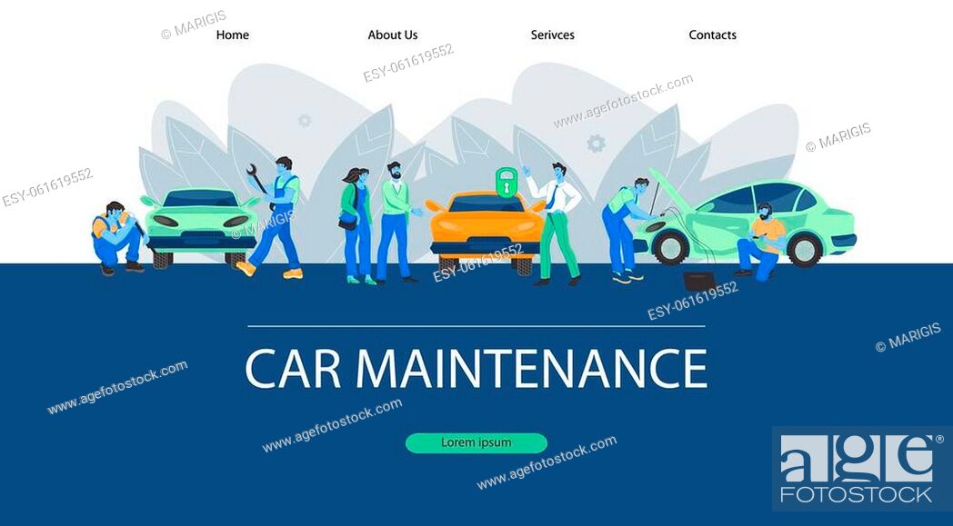 Car maintenance and repair shop web banner design. Landing page interface  template for car services..., Stock Vector, Vector And Low Budget Royalty  Free Image. Pic. ESY-061619552 | agefotostock