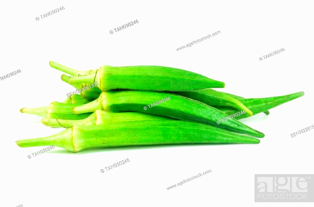 Stock Photo: Green okra isolated on a white background.