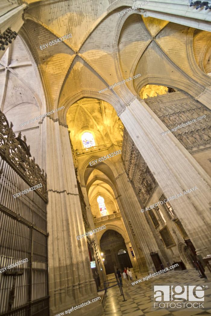 Stock Photo: Cathedral of Sevilla, Historical Center, Sevilla, Andalucía, Spain, Europe.