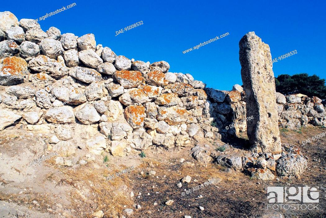 Stock Photo: Prehistoric altar, prenuragic complex of Monte d'Accoddi, Porto Torres, Sardinia, Italy. Abealzu-Filigosa culture, prehistoric Italy.