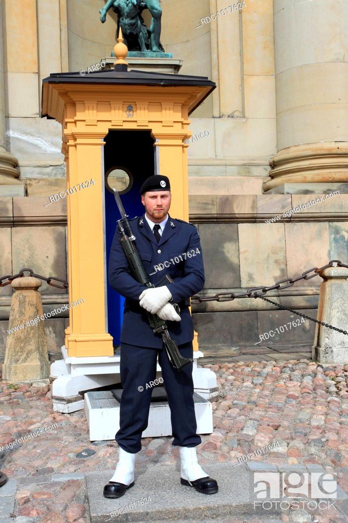 Stock Photo: Guard at the castle, Stockholm, Sweden.