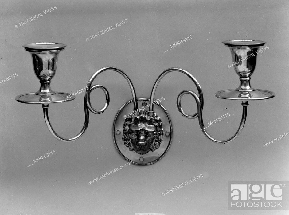 Stock Photo: Sconce. Date: 1795-1815; Geography: Possibly made in South Yorkshire, Sheffield, England; Medium: Silver plate on copper; Dimensions: 7 3/4 x 17 5/8 in.