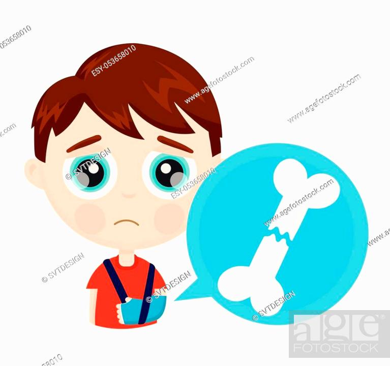 Cute sad little boy kid child with broken arm bone in plaster infographic  concept, Stock Vector, Vector And Low Budget Royalty Free Image. Pic.  ESY-053658010 | agefotostock