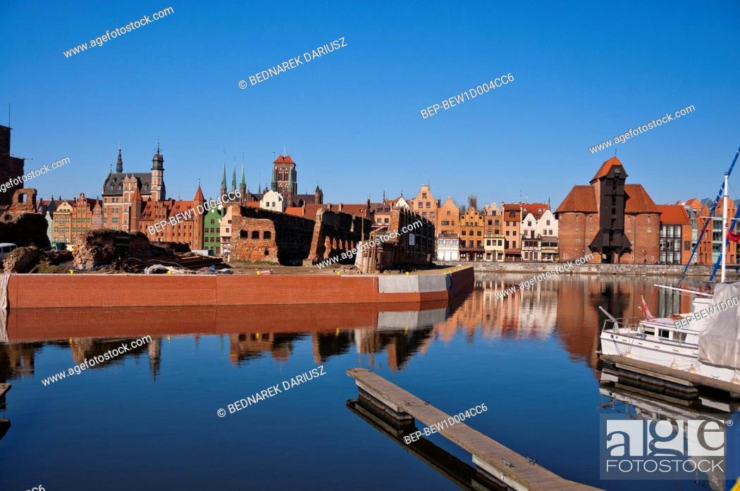 Stock Photo: Boulevards of Motlawa river. Gdansk, Pomeranian Voivodeship, Poland.