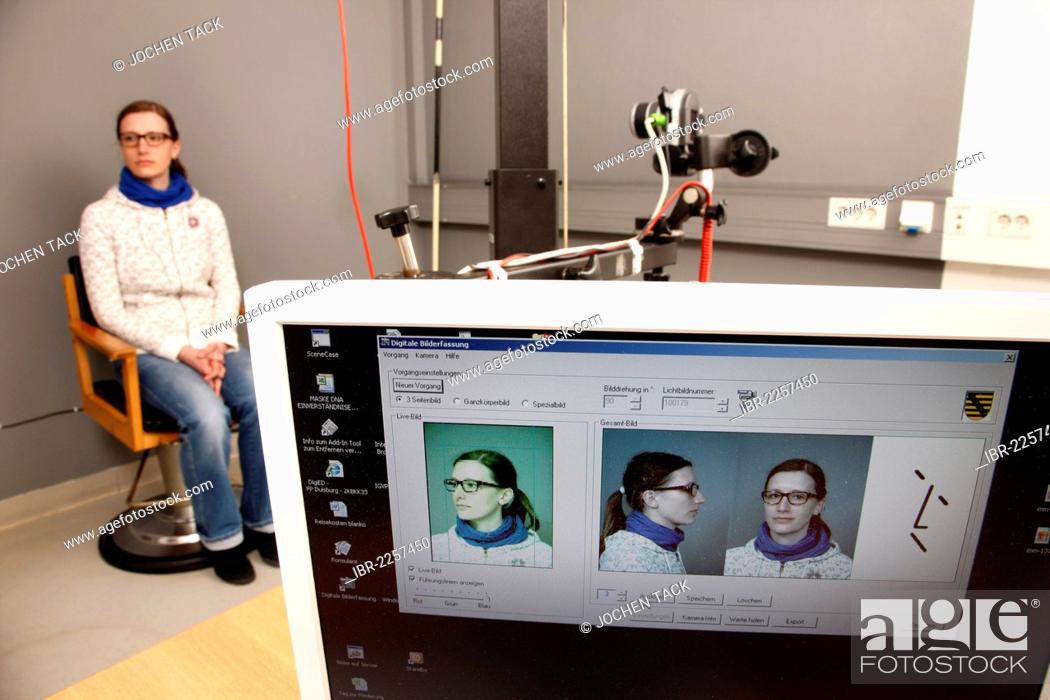 Stock Photo: A suspect's photos are taken by the police, criminal investigation department of the police, Germany, Europe.
