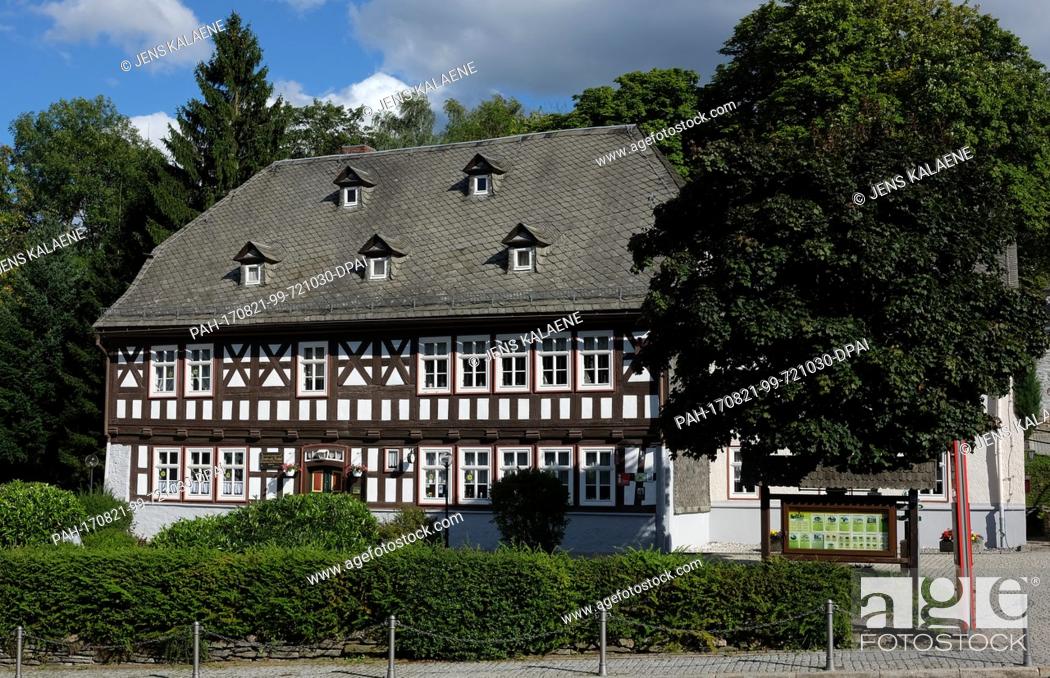 Stock Photo: The birth house of Friedrich Froebel in Obeweissbach, Germany, 19 August 2017. The house is now a museum. The pedagogue and humanist Friedrich Froebel is the.