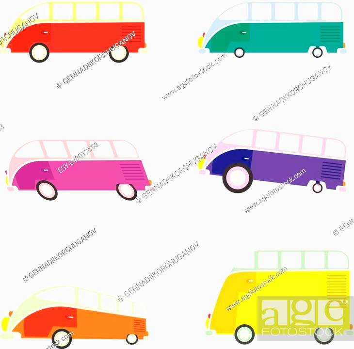 Colorful cartoon travel bus collection. Surfing retro buses in different  colors, Stock Vector, Vector And Low Budget Royalty Free Image. Pic.  ESY-048012553 | agefotostock