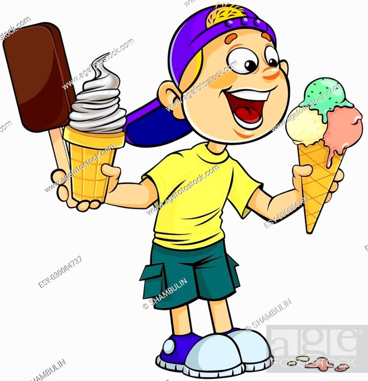 Cartoon Illustration of child eating a ice-cream, Stock Photo, Picture And  Low Budget Royalty Free Image. Pic. ESY-030084737 | agefotostock