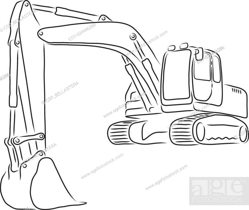 Excavator illustration isolated art drawing Stock Photo - Alamy