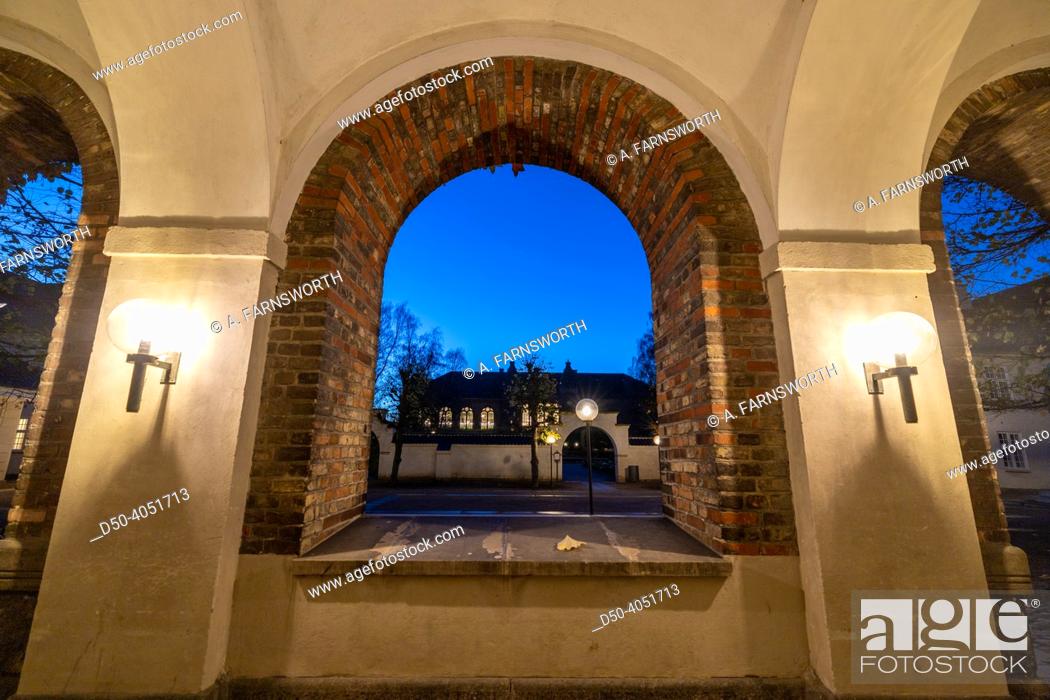 Stock Photo: Copenhagen, Denmark An old arched passageway at the Christiansborg Palace, site of government and Parliament.