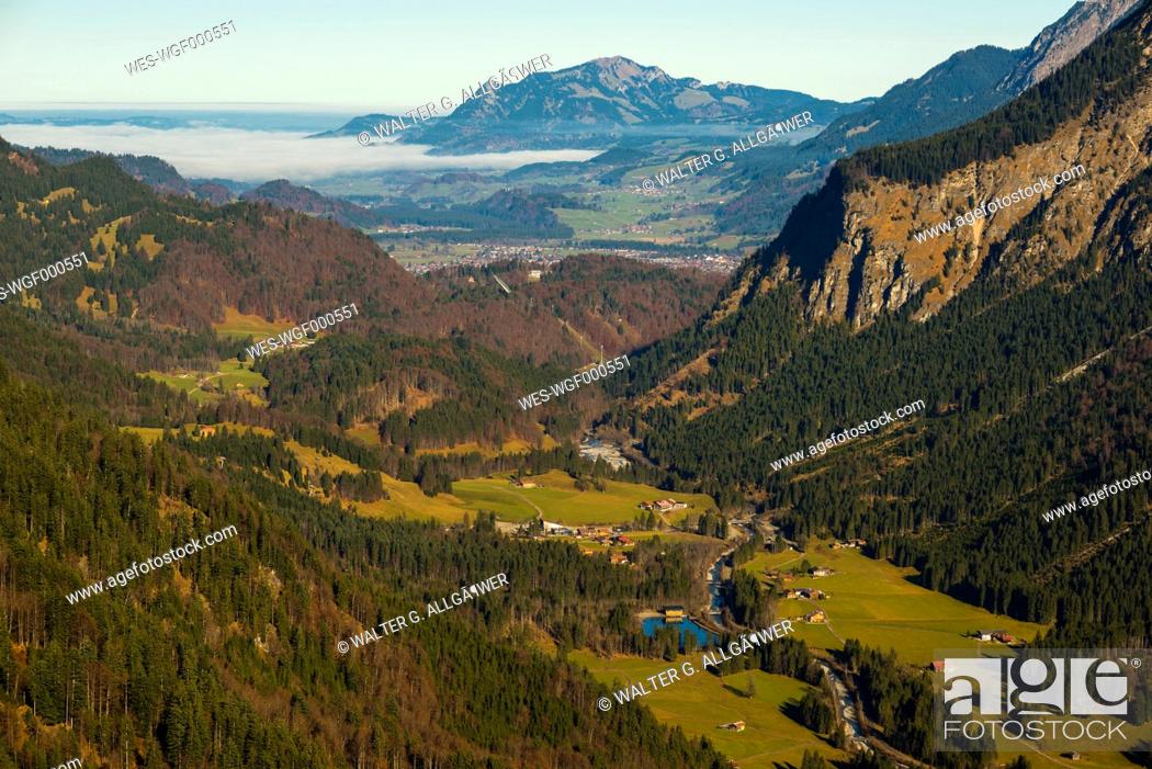 Stock Photo: Germany, Bavaria, Stillachtal near Oberstdorf with Gruenten mountain.