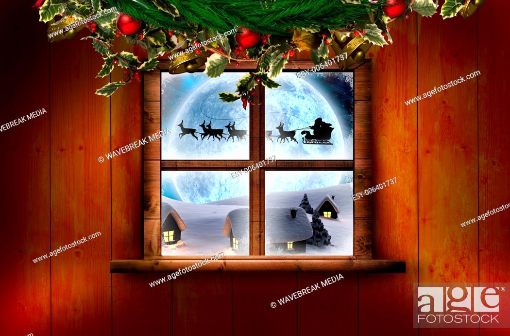 Stock Photo: Composite image of festive christmas wreath.