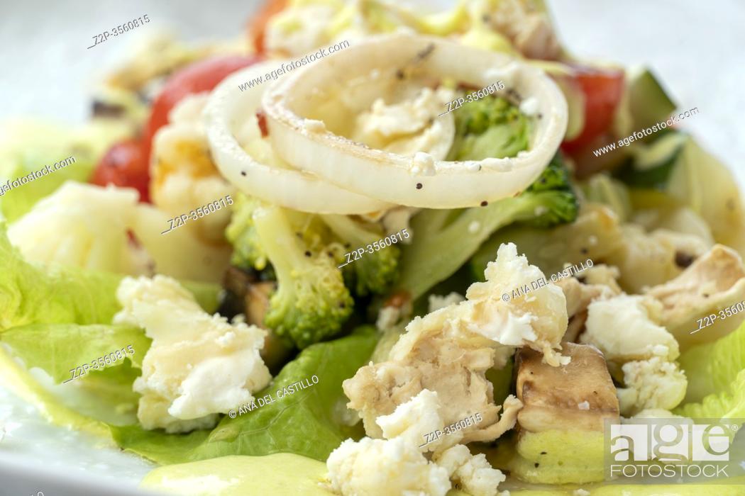 Stock Photo: Cabbage salad with avocado puree Spain.