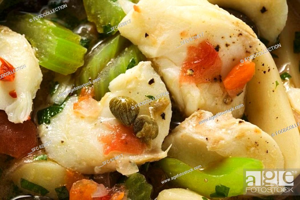 Stock Photo: Stockfish with olives, celery and capers Calabria.