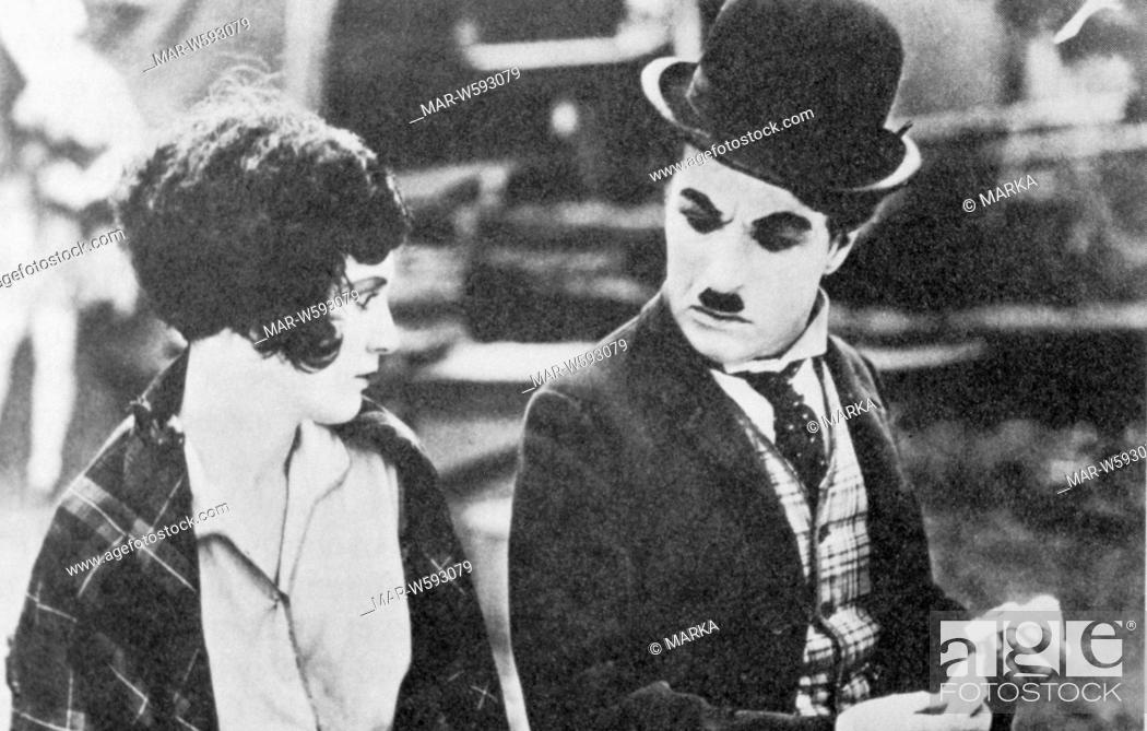 Stock Photo: charlie chaplin, merna kahler, il circo, 1928.