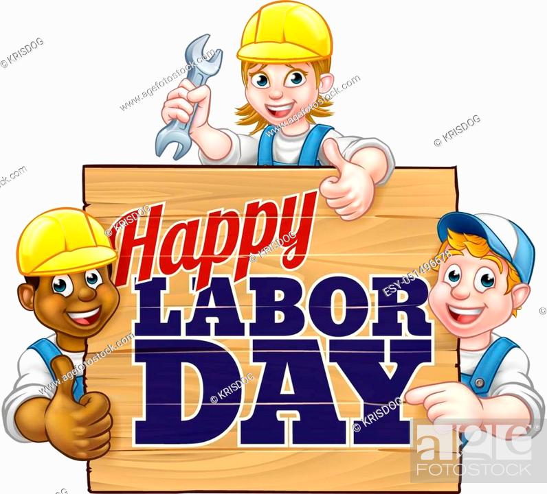 A Happy Labor Day sign design with cartoon workers, Stock Vector, Vector  And Low Budget Royalty Free Image. Pic. ESY-051496678 | agefotostock