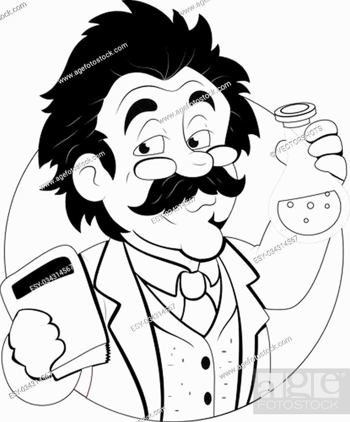 Creative Conceptual Drawing Art of Cartoon Scientist Vector Character,  Stock Vector, Vector And Low Budget Royalty Free Image. Pic. ESY-034314567  | agefotostock