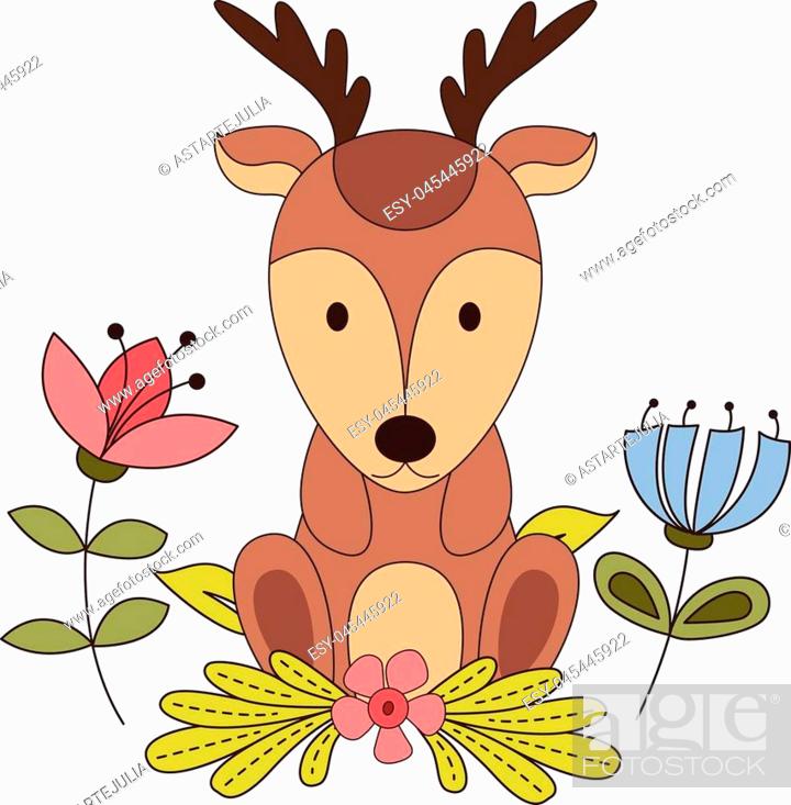 Woodland animals with cartoon hand drawn forest elements, Stock Vector,  Vector And Low Budget Royalty Free Image. Pic. ESY-045445922 | agefotostock