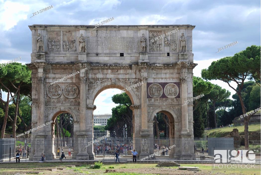 Stock Photo: Arch of Constantine at the Colosseum at the Piazza del Colosseo in Rome - Italy.
