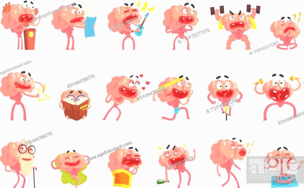Humanized Brain Cartoon Character With Arms And Legs Funny Life Scenes And  Emotions Set Of..., Stock Vector, Vector And Low Budget Royalty Free Image.  Pic. ESY-044700775 | agefotostock