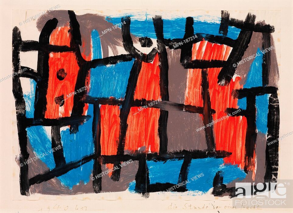 Stock Photo: The Hour Before One Night. Artist: Paul Klee (German (born Switzerland), Münchenbuchsee 1879-1940 Muralto-Locarno); Date: 1940; Medium: Gouache on paper mounted.