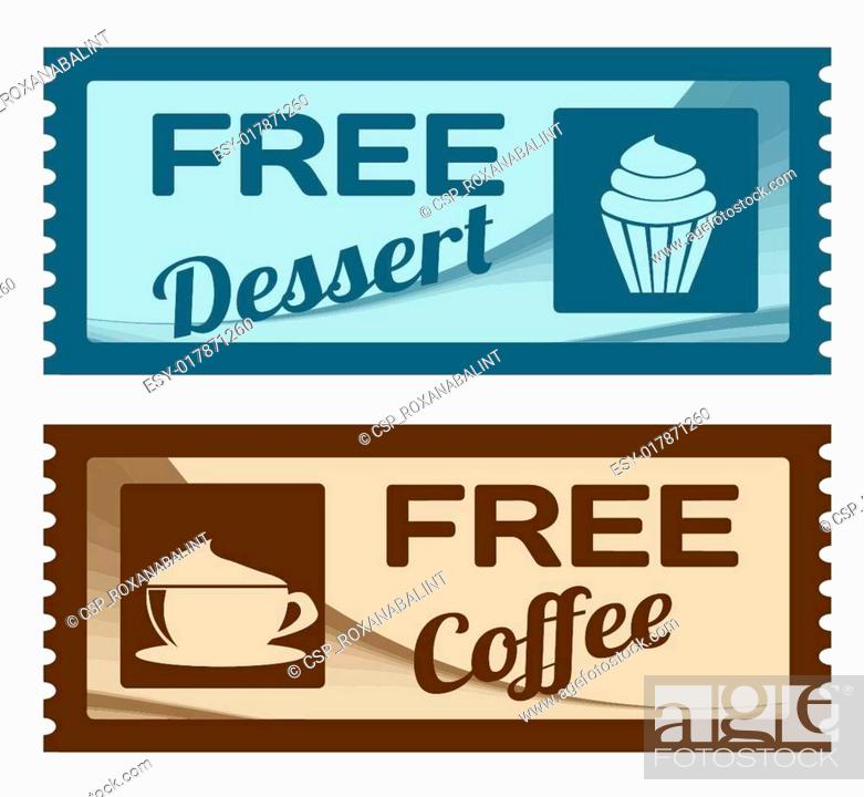 Stock Vector: Free dessert and coffee coupons.
