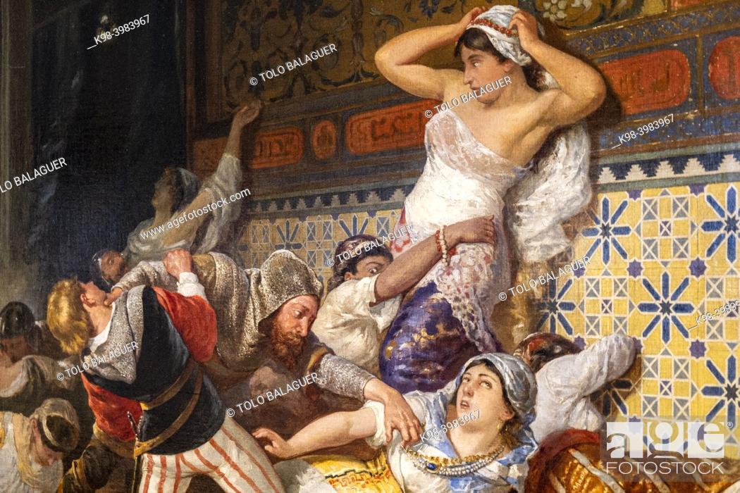 Stock Photo: assault on the harem, 1880, oil on canvas, Ricard Anckermann Riera, Mallorca, Balearic Islands, Spain.