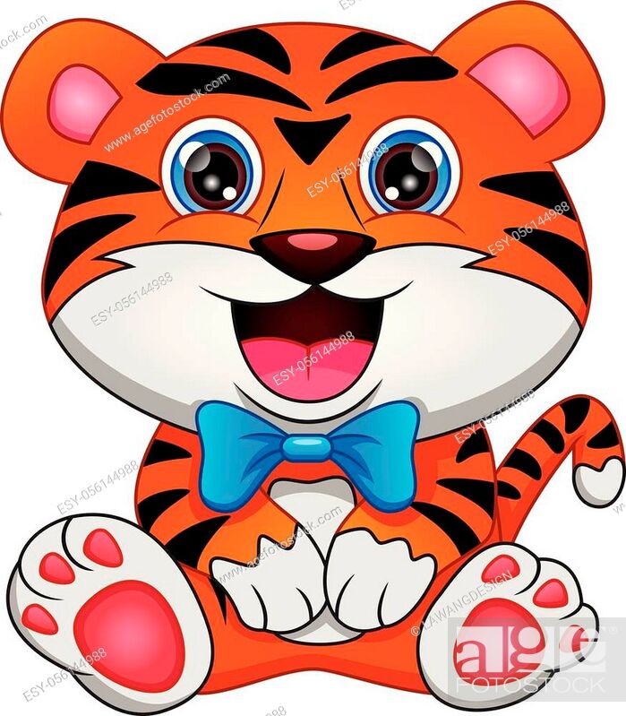 vector illustration of cute baby tiger cartoon on a white background, Stock  Vector, Vector And Low Budget Royalty Free Image. Pic. ESY-056144988 |  agefotostock