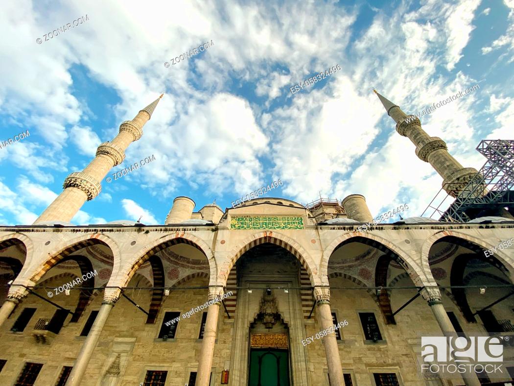 Stock Photo: Sultan Ahmet Camii, Istanbul. Blue Mosque turkish islamic landmark with six minarets. Theme of Islam and Faith.