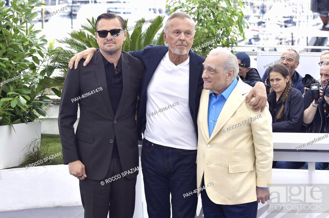Stock Photo: CANNES, FRANCE - MAY 21:Martin Scorsese, Jean Pierre Vincent , Leonardo DiCaprio attends the ""Killers Of The Flower Moon"" photocall at the 76th annual Cannes.