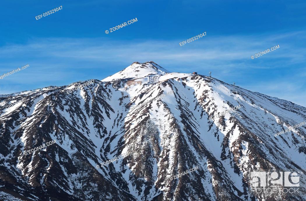 Stock Photo: Close up view of the summit of the famous Teide Volcano, in Tenerife canary islands Spain with a height of 3718m .