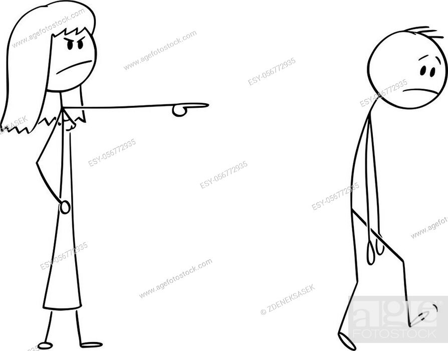 Vector cartoon stick figure drawing conceptual illustration of angry woman  or female boss expelling..., Stock Vector, Vector And Low Budget Royalty  Free Image. Pic. ESY-056772935 | agefotostock