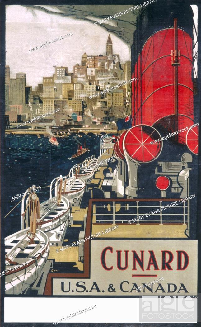 Etats-Unis Canada Affiche compagnie maritime Cunard 