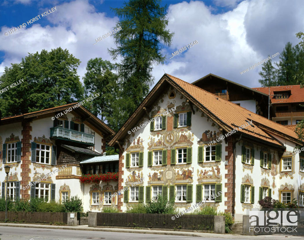 Stock Photo: Germany, Bavaria, head bunting district,  Ettaler street, Hänsel-und Gretel house,   Upper Bavaria, development rock, bunting mountains, house.