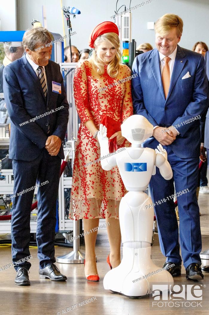Stock Photo: King Willem-Alexander and Queen Maxima of The Netherlands at the university of Saarbrucken, on October 11, 2018, attending the economic mission Safe and Digital.