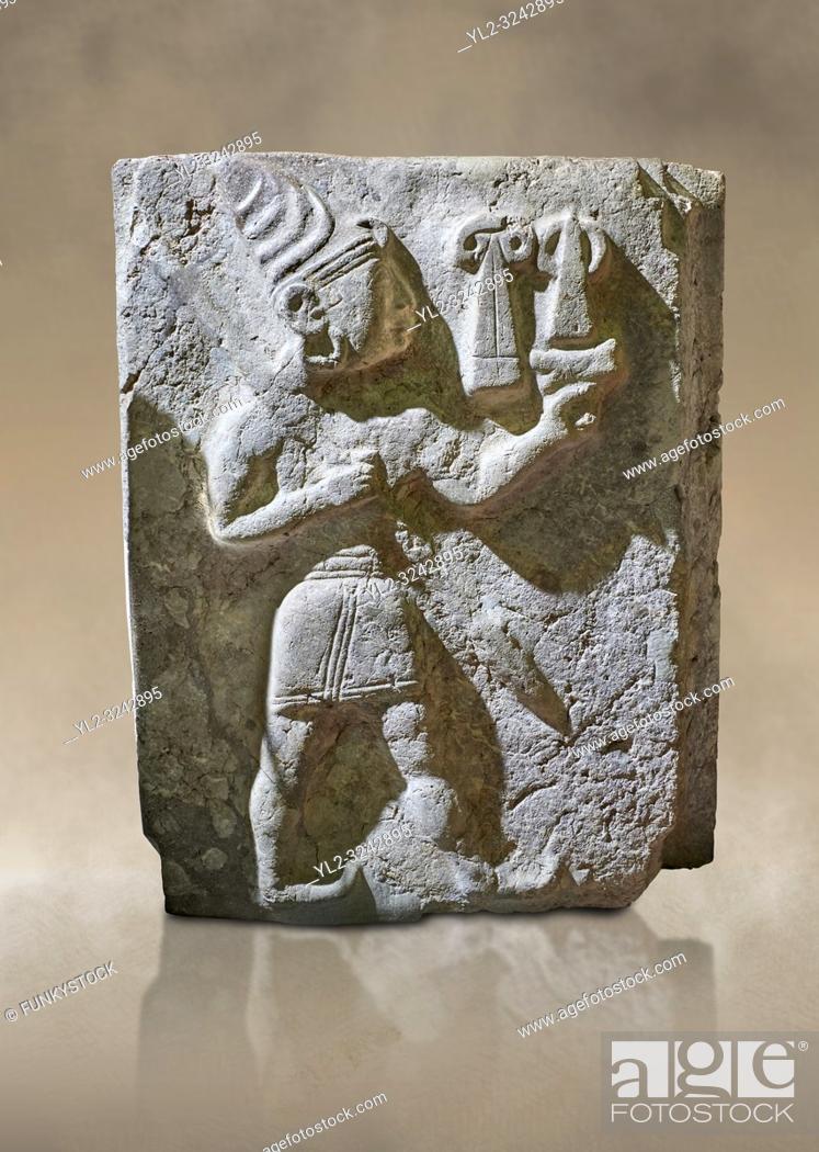 Stock Photo: Hittite orthostat relief depicting a god. Hittie Period 1450 - 1200 BC. Hattusa BoÄŸazkale. Hattusa BoÄŸazkale. Çorum Archaeological Museum, Corum, Turkey.