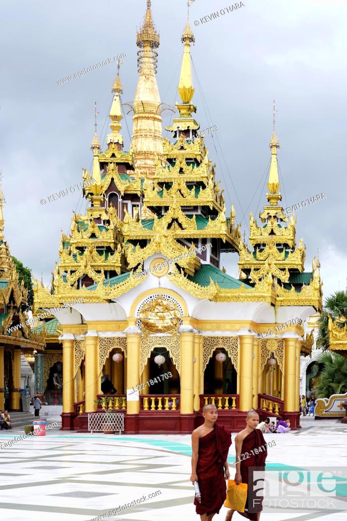 Stock Photo: The Shwedagon Pagoda officially titled Shwedagon Zedi Daw also known as the Great Dagon Pagoda and the Golden Pagoda, is a 99 metres  325 ft  gilded pagoda and.
