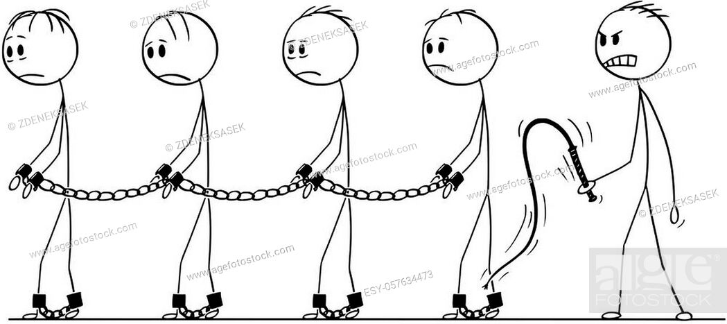 Cartoon stick figure drawing conceptual illustration of male slaves walking  in chains and slave..., Stock Vector, Vector And Low Budget Royalty Free  Image. Pic. ESY-057634473 | agefotostock