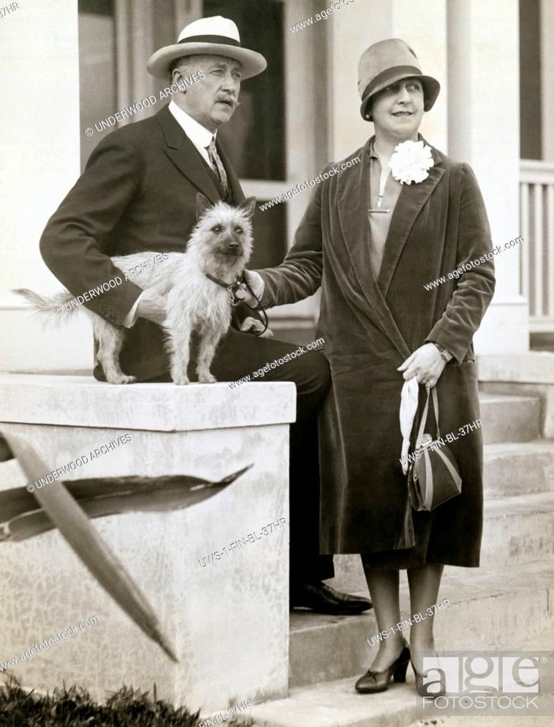 Stock Photo: Palm Beach, Florida: January 18, 1927 Sewing machine magnate P.E. Singer and his wife as they winter in Florida.