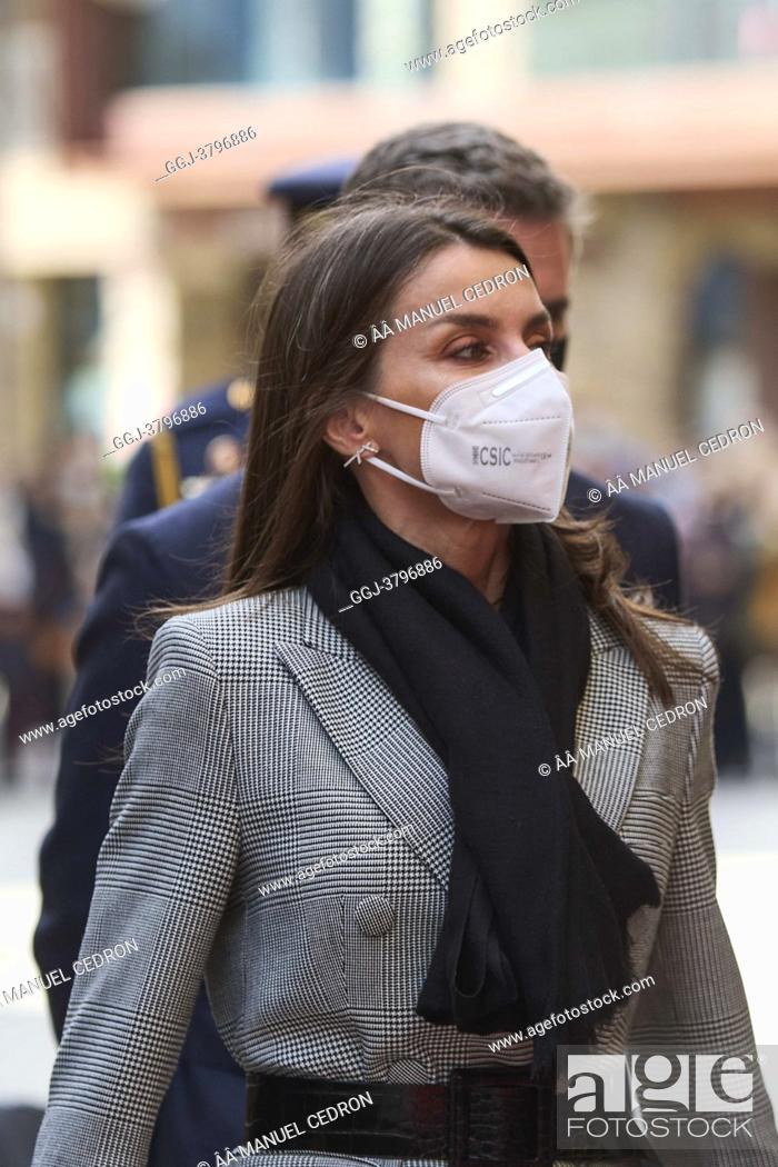 Stock Photo: Queen Letizia of Spain visit Casa d'Areny-Plandolit during 2 day State visit to Principality of Andorra on March 26, 2021 in Ordino, Principality of Andorra.