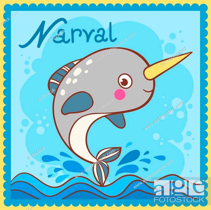 Illustrated alphabet letter N and narval. Vector picture with cartoon  animals, Stock Vector, Vector And Low Budget Royalty Free Image. Pic.  ESY-056508362 | agefotostock
