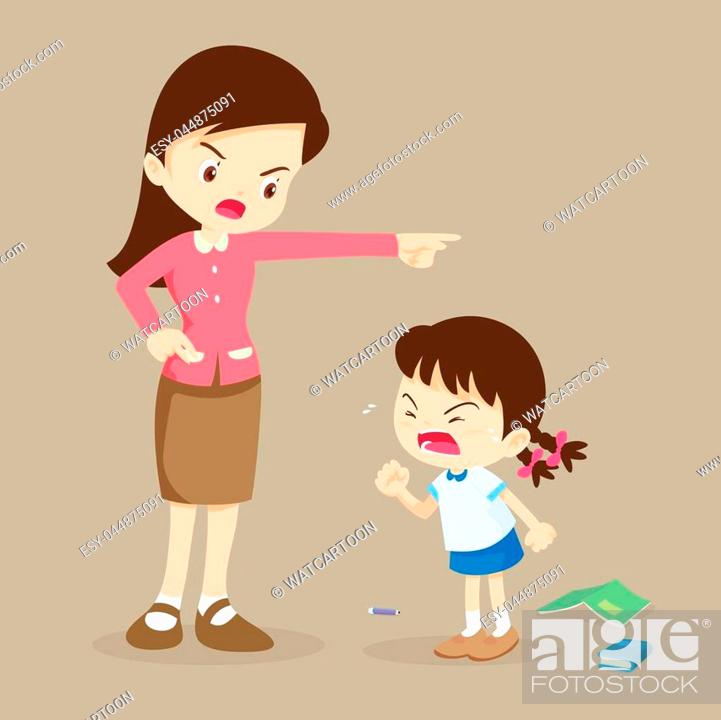 teacher scolding student girl  angry at student girl and  blame her, Stock Vector, Vector And Low Budget Royalty Free Image. Pic.  ESY-044875091 | agefotostock