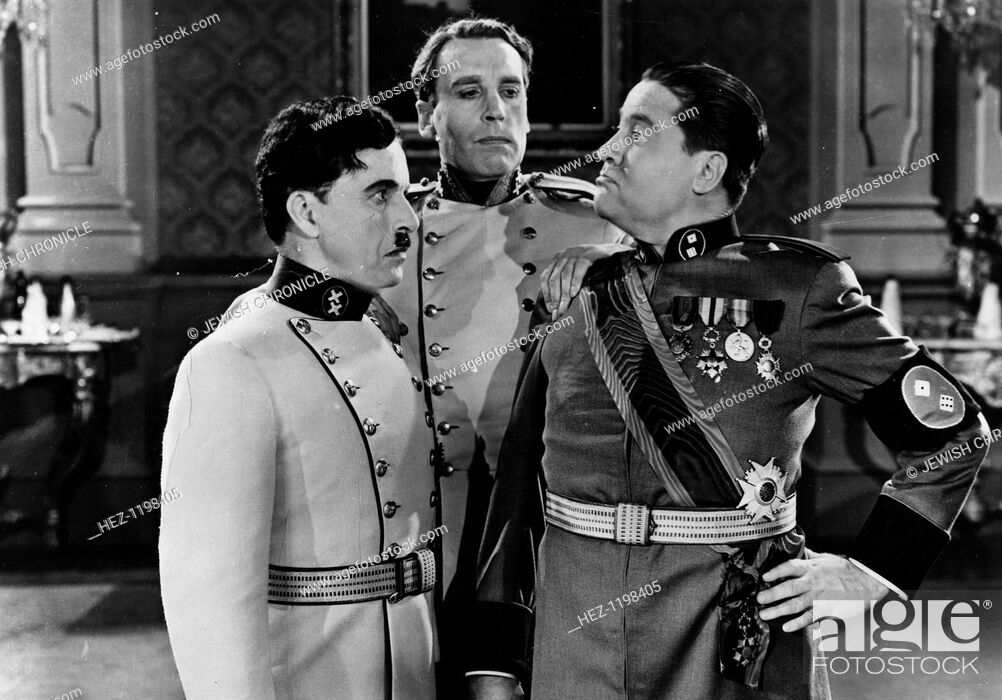 Stock Photo: Charles Chaplin (1889-1977), British comedian and actor in a scene from 'The Great Dictator', 1938.
